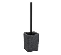 WENKO Villata Toilet Brush Holder Grey, Polyresin, Charcoal, 11.2 x 37 x 10 cm