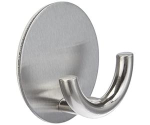 WENKO Wall Hook Rondo self-Adhesive, Stainless Steel, Silver matt, 5.3 x 5.3 x 2.5 cm