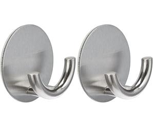 Wenko Wall Hook Rondo self-Adhesive, Stainless Steel, Silver matt, 5.3 x 5.3 x 2.5 cm (Pack of 2)