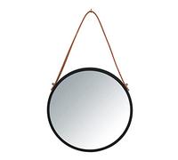 WENKO Wall Mirror Borrone Round 30 cm Decorative Mirror with Strap Iron 30 x 30 cm Black
