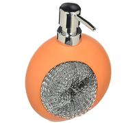 Wenko Washing-Up Liquid Dispenser + Scouring Pad Ceramic & Chrome Soap Dispenser Orange