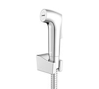 WENKO Watersaving Bidet Set - Hygiene Toilet Set with Hand Shower/Spray Head, Hose and Wall Bracket, Plastic (ABS), 12 x 2.8 x 7 cm, Shiny Silver