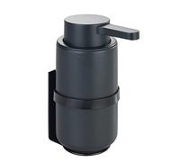 WENKO Woya Wall-Mounted Soap Dispenser, Black, 250 ml, Ceramic, Refillable, Turbo-Loc Mounting, Kitchen & Bathroom Use