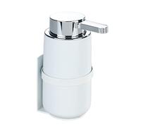 WENKO Woya Wall Soap Dispenser, Refillable Ceramic Pump, 250 ml, White