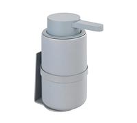 WENKO Woya Wall Soap Dispenser, Refillable Ceramic Pump Dispenser for up to 250 ml of Liquid Soap, Dishwashing Liquid or Disinfectant, Turbo-Loc Attachment No Drilling, 6.8 x 13 cm, Grey