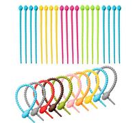 Wenlai 30pcs Silicone CABLE_TIE, Colorful All-Purpose Rubber Ties, for Cord Management, Mixed Colors, 21.0 cm, Reusable Rubber Straps Holder