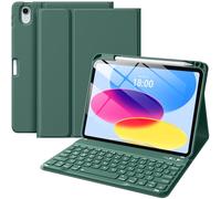 Wenlaty for iPad (A16) 11th/10th Generation Case with Keyboard - Detachable Wireless, Thin & Light Folio Cover with Pencil Holder, for iPad 11-inch 11th 2025/10.9-inch 10th 2022, Midnight Green