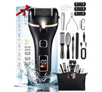 Wenleer Electric Foot File, Rechargeable Foot Callus Remover, Pad Feet Care Kit, Professional Pedicure Tools Set, with Storage Bag, for Dry Dead Skin, Calluses, Cracked Heels (Black)