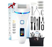 Wenleer Electric Foot File, Rechargeable Foot Callus Remover, Pad Feet Care Kit, Professional Pedicure Tools Set, with Storage Bag, for Dry Dead Skin, Calluses, Cracked Heels (White)