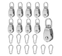 WENLISELL 10PCS M15 Pulleys Wheels for Rope Single Pulley Block Line Pulley | 304 Stainless Steel, Wheel Wire Towing Wheel, Spring Snap Hook, 360° Swivel, For Rope Washing Line Indoor Outdoor