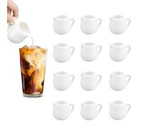 WENLISELL 12 PCS Small Milk Jug with Handle, 60ml White Ceramic Milk Jugs, Mini Gravy Jug for Home, Kitchen, Office, Coffee Bar