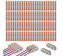 WENLISELL 120 Pcs Compact Wire Connectors, Split Push in Lever Nut Wire Connectors, 1 to 1 Inline Electrical Connector Blocks,1 Conductor DIY Lever Nut Assortment, 28-12AWG