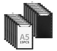 WENLISELL 15 PCS Mini Clipboard A5, Small Plastic Clipboards with Hanging Eyelet, 22.3x15cm Writing Pad for Office, Warehouse, Lists, Pocket Lists, Notepads