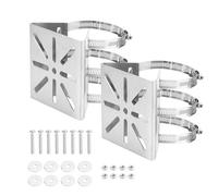 WENLISELL 2 PCS Vertical Pole Mount for Security Camera, Universal Vertical Rod Mount with 3 Loop Pipe Clamps, Stainless Steel Mounting Corner Bracket for Cameras LED Wall, Solar Panels