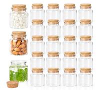 WENLISELL 20 Pack 50ml Small Glass Jars with Cork Stoppers, 45x50mm Clear Glass Storage Bottles Spell Jars, Empty Mini Message Wishing Bottle for DIY Art Crafts, Decoration, Wedding