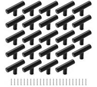 WENLISELL 24 PCS Black T Bar Knobs, 50mm Stainless Steel Drawer Knob, Black Door Knobs for Cupboard, Wardrobe Cabinet