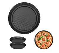 WENLISELL 2PCS Deep Quiche Tin for The Oven 28cm, Non-Stick High Fluted Flan Tin, Carbon Steel Large Quiche Dish for Baking Tarts, Flans, Quiche