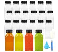 WENLISELL 32 Pcs 250ml/8oz Clear Juice Bottles, Plastic Bottles with Lids, Reusable Empty Bottles for Mini Fridge, Juice, Beverages, Smoothie, Water
