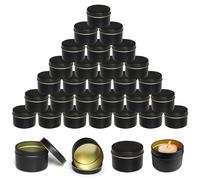 WENLISELL 36 PCS Candle Tins for Candle Making, 4 oz Metal Candles Jars with Lids, Empty Black Candles Tins with Lid for DIY, Arts and Crafts