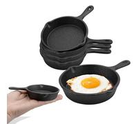 WENLISELL 4 Pack Mini Frying Pan, 4 inch Mini Cast Iron Skillet with Double Drip-Spouts, Small Egg Skillet Metal Pans for Oven, Stove, Grill