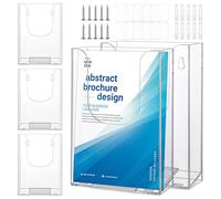 WENLISELL 5 Pack A6 Acrylic Leaflet Holder Wall Mounted, Clear Brochure Holder Wall Mounted Booklet Display Stand with Fixings, 16.5x11x4.2cm Literature Holders for Office Restaurants Reception