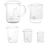 WENLISELL 5 Pack Glass Measuring Cups with Spout, Transparent Glass Measuring Jugs with Measurement Markings, Glass Beakers 10ml/ 25ml/ 50ml/ 150ml/ 250ml for Home, Office and Laboratory Use