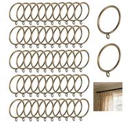 WENLISELL 50 PCS Brass Curtain Rings 50mm, Curtain Rail Rings Brass | With Eyelet for Hooks, Metal Curtains Hoops Rod Ring, For Window Door Shower Hanging