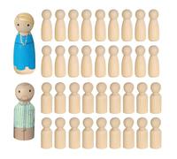 WENLISELL 50 PCS Wooden Peg Dolls 65mm, Unfinished Wooden People Figures, 25 Male 25 Female Plain Blank Doll Bodies for Painting, DIY Craft Art Projects
