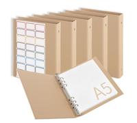 WENLISELL 6 PCS A5 Ring Binder Folder 6 Rings, Brown Kraft