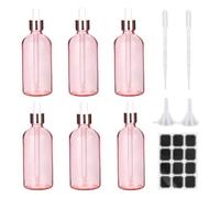 WENLISELL 6 PCS Rose Gold Glass Dropper Bottles 100ml, Refillable Glass Bottle with Pipette, Pink Empty Essential Oil Bottles for Aromatherapy, Perfumes, Massage Oils