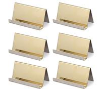 WENLISELL 6pcs Champagne Gold Business Card Holders, Stainless Steel Card Stands for Desk Office