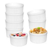 WENLISELL 8 PCS 150ml Porcelain Ramekins Dishes, Ceramic Souffle Dishes | 5 oz Ceramic, For Pudding Custards Cakes