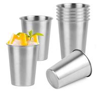 WENLISELL 8 PCS 500ml Stainless Steel Cup, 17oz Reusable Metal Drinking Cups, Stacked Stainless Steel Beer Tumbler for Hiking, Indoor, Camping, Outdoor Activities