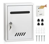 WENLISELL Lockable Wall Mounted Suggestion Box, White, 26x20x7.5cm