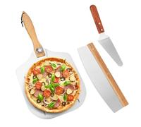 WENLISELL Stainless Steel 12 Inch Pizza Peel with Foldable Wood Handle, Pizza Peel Tools Set Include Pizza Cutter, Pizza Server, Pizza Paddle