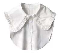 WENLOOY Fake Collar Detachable Blouse Dickey Collar Half Shirts Faux False Collar for Women & Girls Favors, Large Collar Cotton-white, Medium