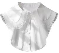 WENLOOY Fake Collar Detachable Blouse Dickey Collar Half Shirts Faux False Collar for Women & Girls Favors, Large Lace Scollop, M