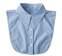 WENLOOY Fake Collar Detachable Blouse Dickey Collar Half Shirts Faux False Collar for Women & Girls Favors, Wen1201-stripe Sky Blue a, Medium