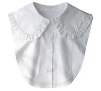 WENLOOY Fake Collar Detachable Blouse Dickey Collar Half Shirts Faux False Collar for Women & Girls Favors, Cotton-pleated White