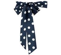 WENLOOY Women Skinny Scarf Belt, Ribbon Long Satin Belt Sash Necktie Neck Choker for Women, A White Navy-1, Large