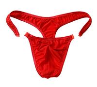 WenMei Men's Bikini Boxer Briefs trip Thongs G-string milk silk Underwear Shorts,Free Size (Red)