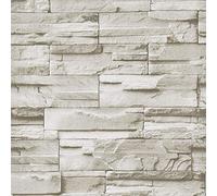 Wenmer Beige Stone Peel and Stick Wallpaper 17.7" x 78.7" 3D Brick Wallpaper Faux Brick Wallpaper Brick Self Adhesive Removable Wallpaper Textured Stone Wall Paper for Kitchen Backsplash Walls