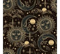 WENMER Celestial Wallpaper 17.3” X 118” Boho Peel and Stick Wallpaper Black and Yellow Contact Paper Sun/Moon/Star Gothic Wallpaper Removable Self Adhesive Vintage Wallpaper for Wall Decor Mural