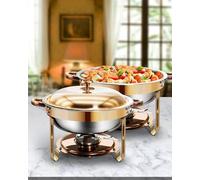 WENMILY Chafing Dish Buffet Set 5L [Robust and Easy Assembly], 2 Pieces Stainless Steel Warming Containers, Rose, Elegant Rose/Silver, Food Warmer for Any Party with Complete Set (Rolled Edge Design