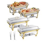 WENMILY Chafing Dish Buffet Set 9L, 4Packs, Elegant Bicolour Gold&Silver
