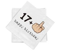 WenmthG 18th Birthday Party Paper Napkins 20pcs - 17+1 Funny - Serviettes Disposable 3-ply - Party Tableware Personalised - Portable Tissues - Party Supplies - Birthday Gifts Men Women - Joke Gifts