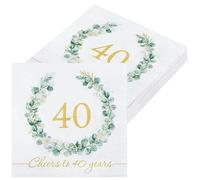 WenmthG 40th Birthday Party Napkins, Birthday Decorations Supplies, 40th Birthday Napkins for Luncheon Dinner, 6.6in, 3-ply, 20ct