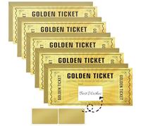 WenmthG 5 Pack Golden Tickets - Scratch Card With Envelope for Surprise Gift Reveal - Birthday, Wedding, Concert, Cinema Voucher Raffle for Kids, Women, Men