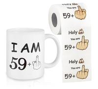 WenmthG Funny 60th Birthday Gifts Idea - Happy Prank Toilet Paper with 11 oz Novelty Coffee Mug for Men Women Gag Party Supplies Celebration Birthday Personalised Prank Gift