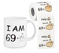WenmthG Funny 70th Birthday Gifts Idea - Happy Prank Toilet Paper with 11 oz Novelty Coffee Mug for Men Women Gag Party Supplies Celebration Birthday Personalised Prank Gift
